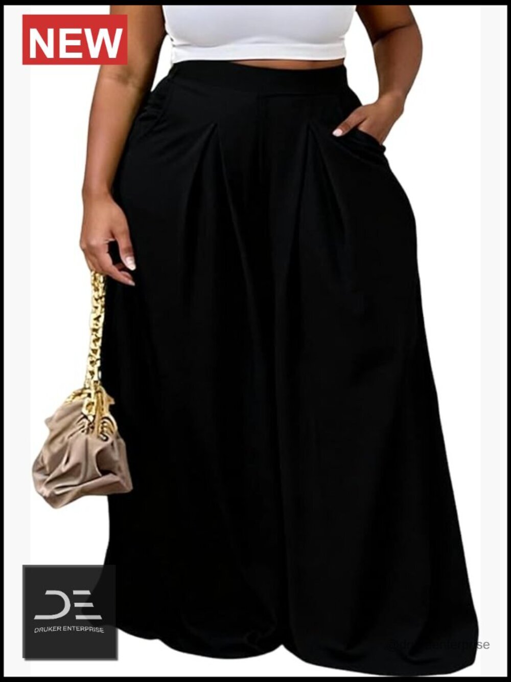 Plus Size Wide Leg Palazzo Pants High Waisted Casual Lounge Trousers with